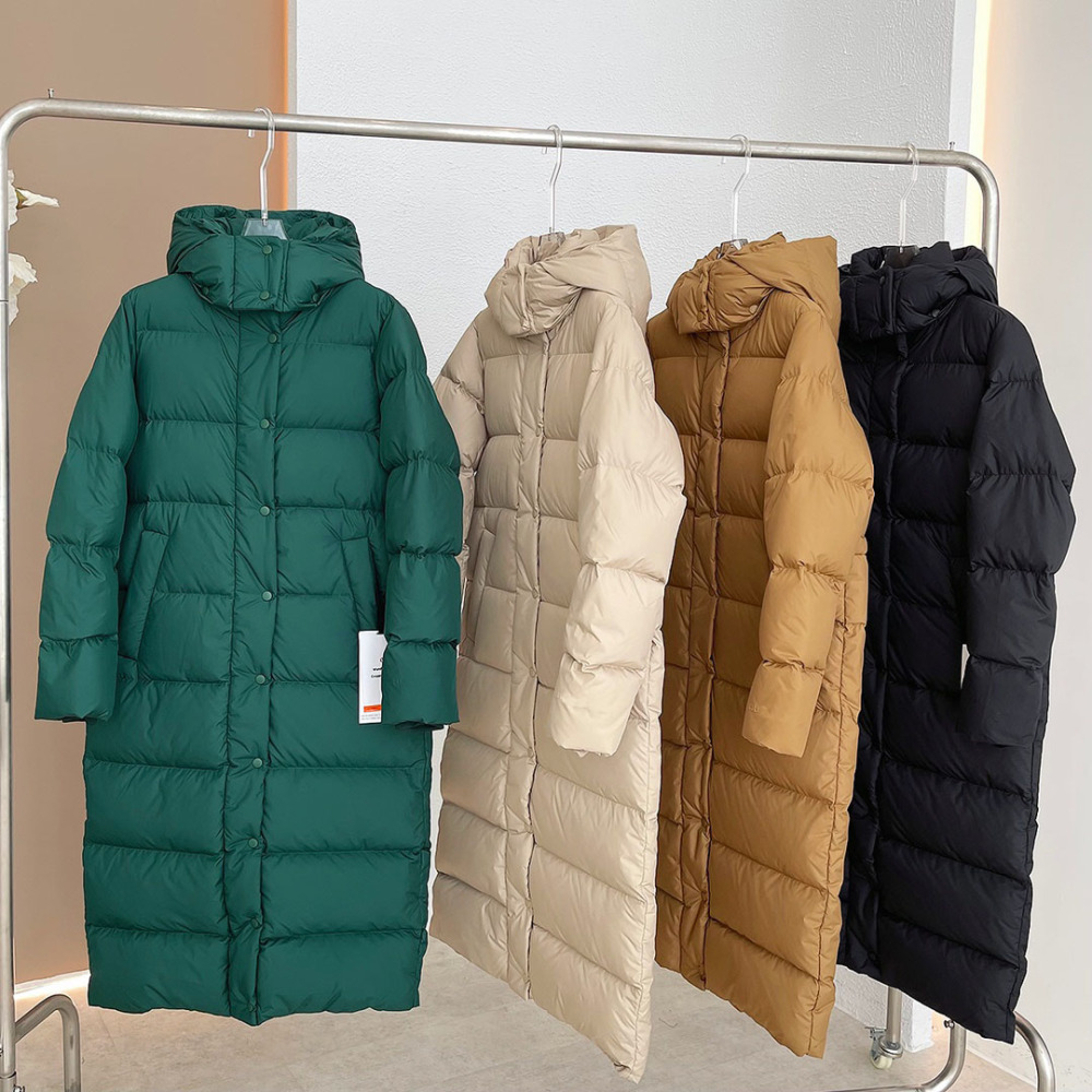 Women Ultra Light Down Jacket Packable Puffer Jacket Coat Hooded Mid Length Winter Outwear