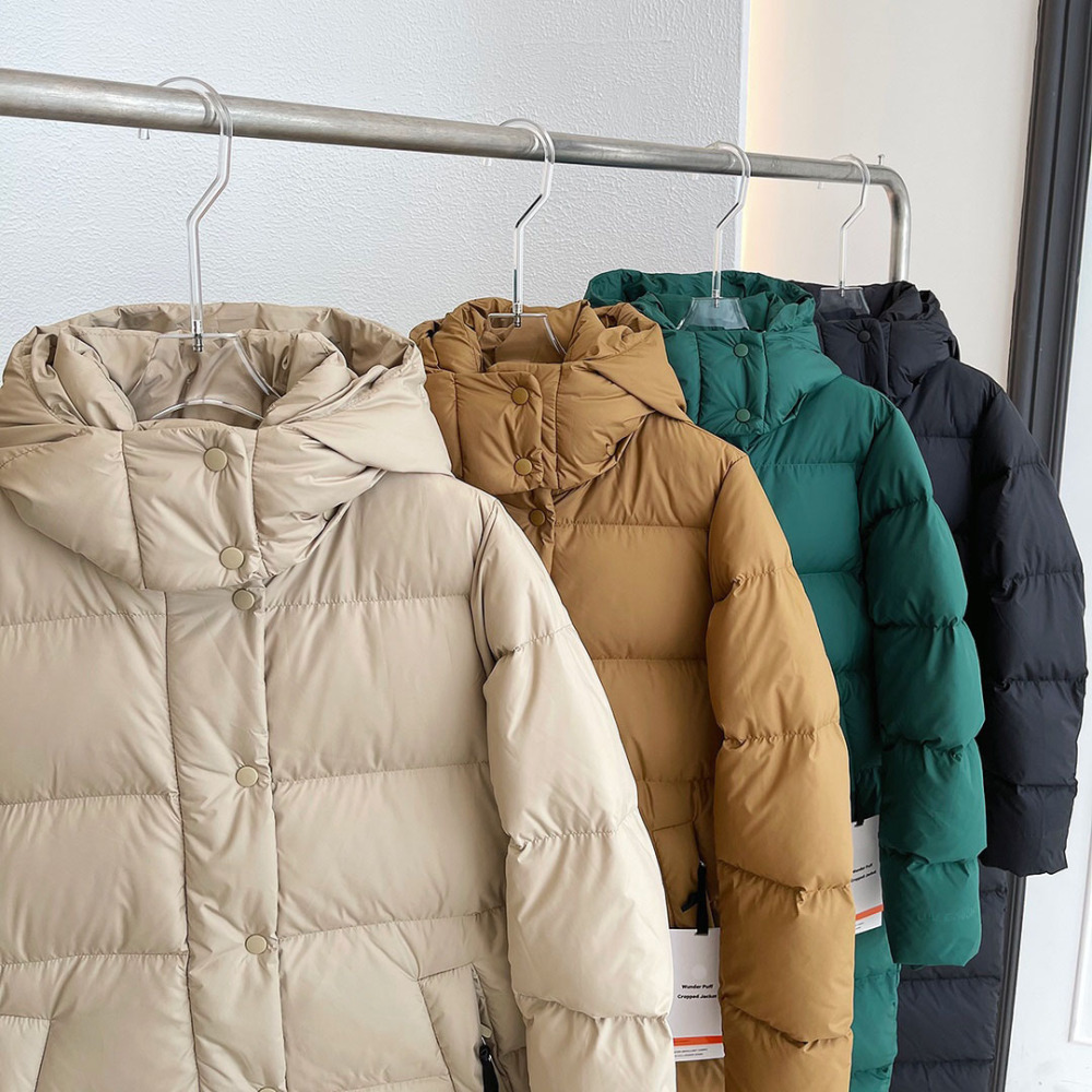 Women Ultra Light Down Jacket Packable Puffer Jacket Coat Hooded Mid Length Winter Outwear
