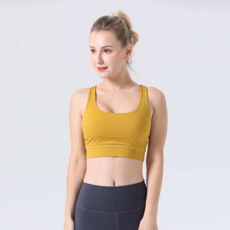Strappy Sports Bras for Women - Cute Backless Medium Support Yoga Running Workout Bras with Removable Cups