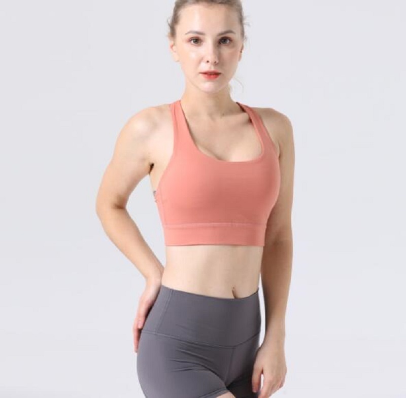 Strappy Sports Bras for Women - Cute Backless Medium Support Yoga Running Workout Bras with Removable Cups
