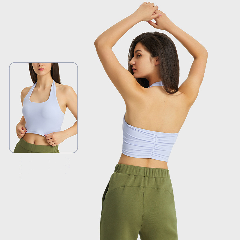 Womens Sports Bra Wirefree Seamless Padded Racerback Yoga Bra for Workout Gym Activewear with Removable Pads