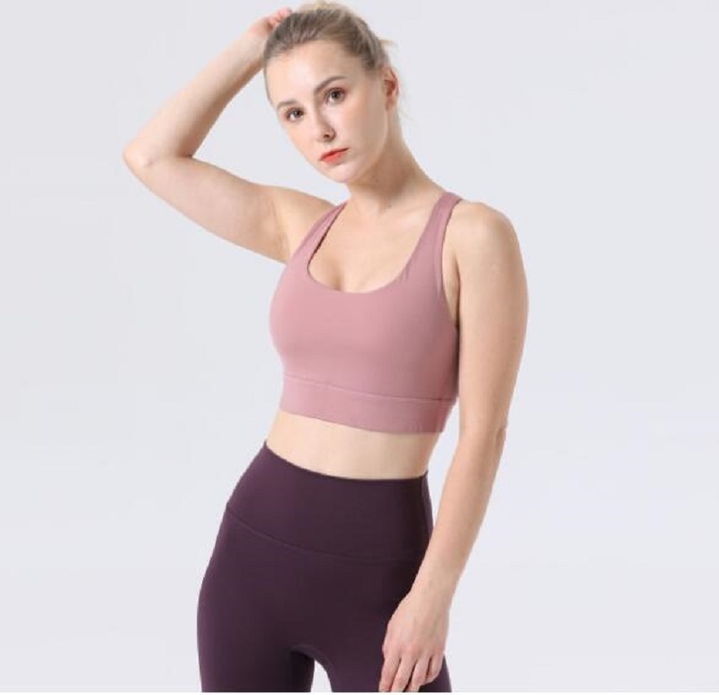 Strappy Sports Bras for Women - Cute Backless Medium Support Yoga Running Workout Bras with Removable Cups