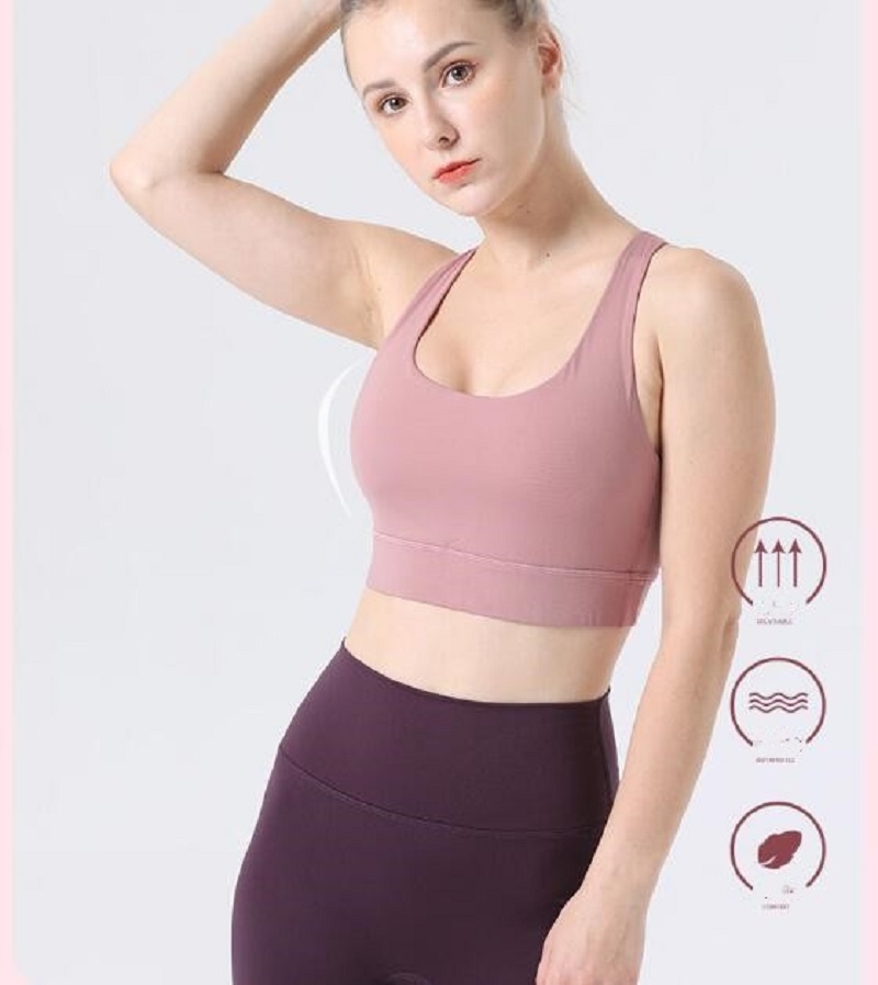 Strappy Sports Bras for Women - Cute Backless Medium Support Yoga Running Workout Bras with Removable Cups