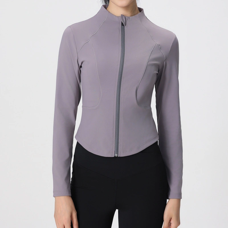 Women's Slim Fit yoga Full Zip Athletic Running Sports Workout Jacket with Pockets