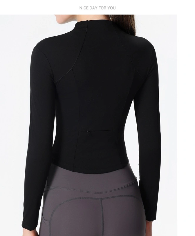 Women's Slim Fit yoga Full Zip Athletic Running Sports Workout Jacket with Pockets