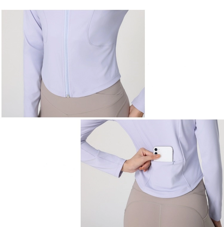 Women's Slim Fit yoga Full Zip Athletic Running Sports Workout Jacket with Pockets
