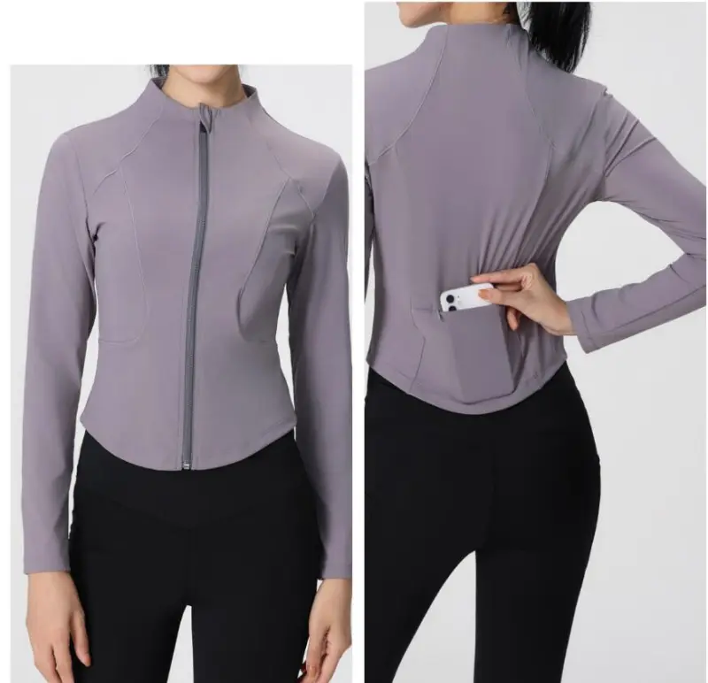 Women's Slim Fit yoga Full Zip Athletic Running Sports Workout Jacket with Pockets