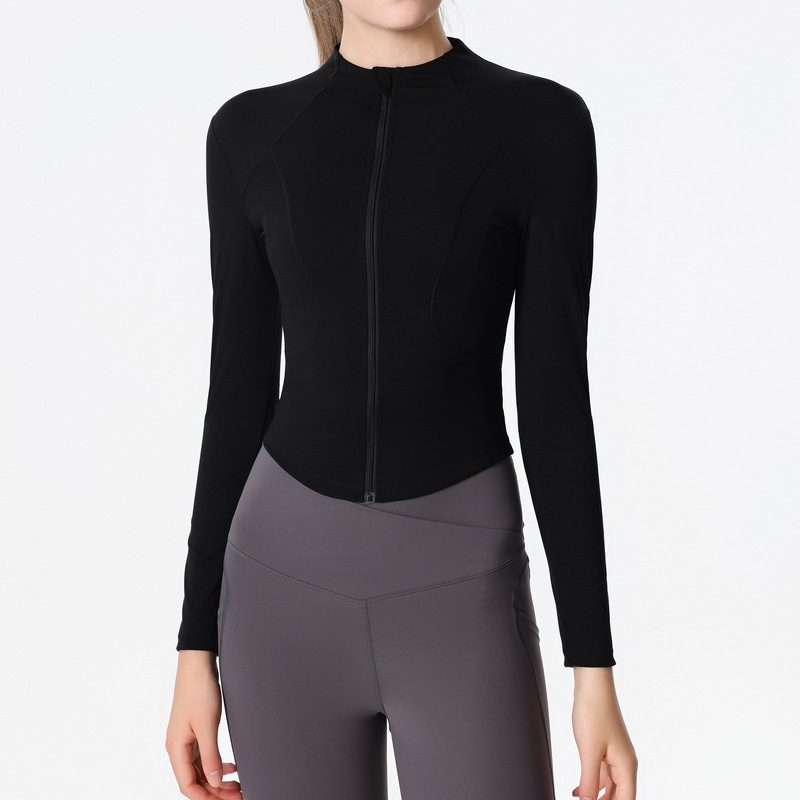 Women's Slim Fit yoga Full Zip Athletic Running Sports Workout Jacket with Pockets