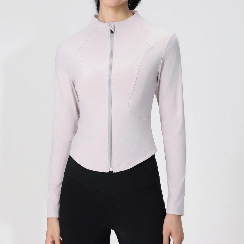 Women's Slim Fit yoga Full Zip Athletic Running Sports Workout Jacket with Pockets