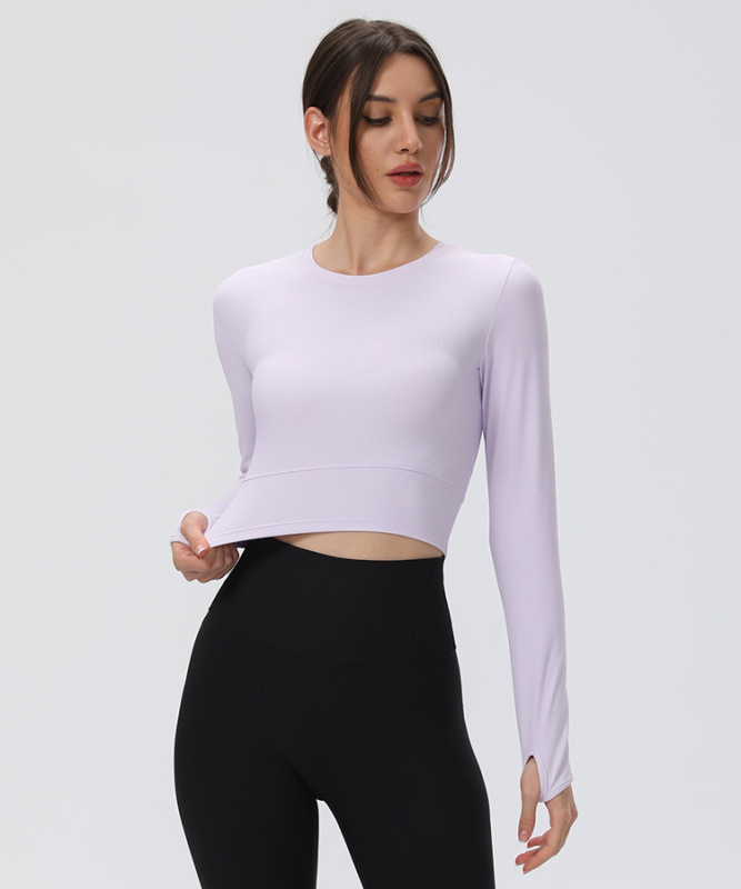 Women’s Workout Long Sleeve Yoga Basic Tee Shirt Casual Round Neck Slim Athletic Running Solid T-Shirt Top