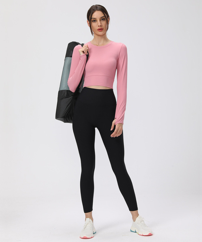 Women’s Workout Long Sleeve Yoga Basic Tee Shirt Casual Round Neck Slim Athletic Running Solid T-Shirt Top