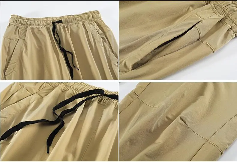 Men's Workout Athletic Golf Hiking Pants with Zipper Pockets Elastic Waist Lightweight Running Pants for Men