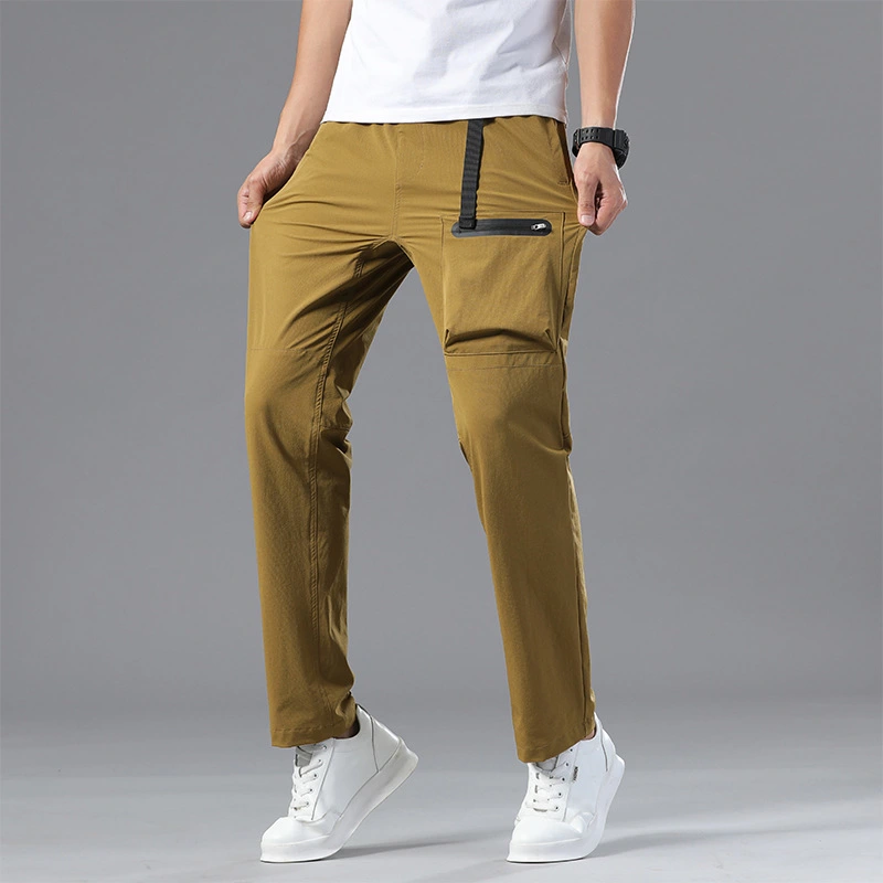 Men's Heavyweight Fleece Cargo Sweatpants Stretch Elastic Waist Trousers Drawstring Loose Fit Joggers with Pockets