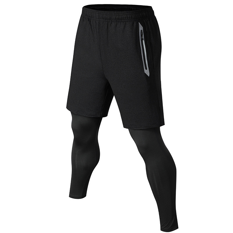 Men's 2 in 1 Running Pants, Gym Workout Compression Pants for Men Training Athletic Pants
