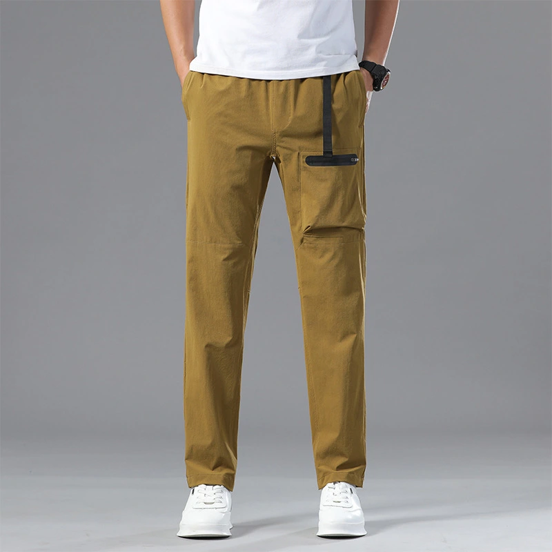 Men's Heavyweight Fleece Cargo Sweatpants Stretch Elastic Waist Trousers Drawstring Loose Fit Joggers with Pockets