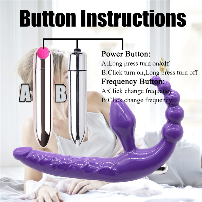 Strapless Strap-on Dildo Vibrator for Women Triple-heads Vibrating Clitoris G Spot Stimulator Sex Toys Adult Goods for Lesbian