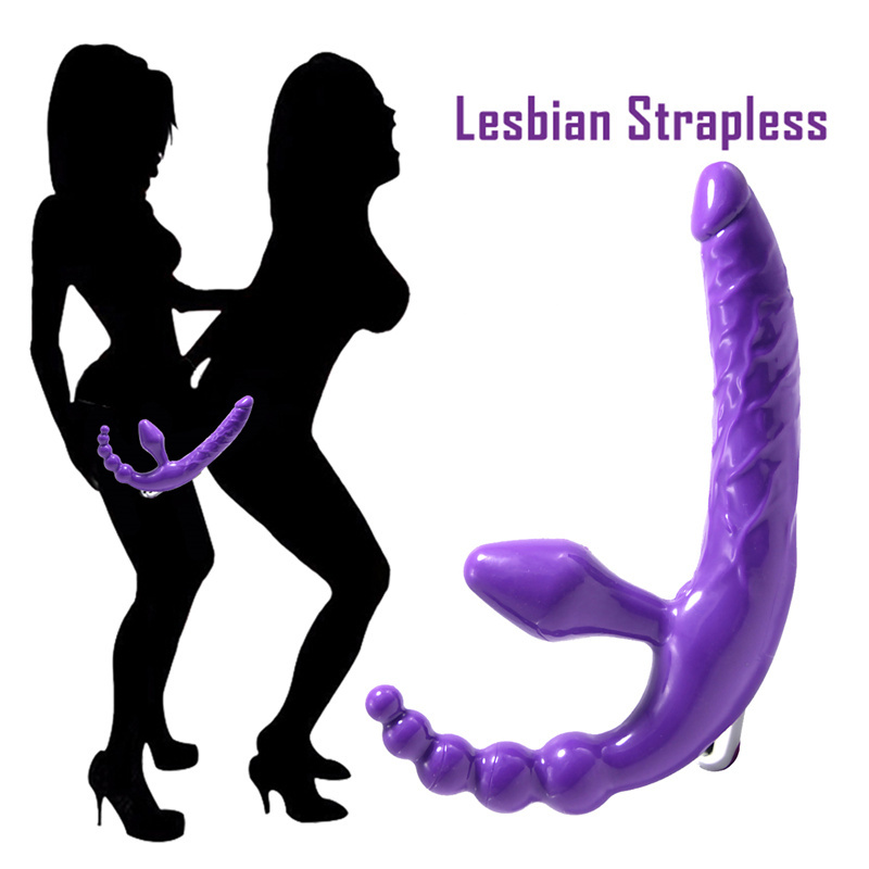 Strapless Strap-on Dildo Vibrator for Women Triple-heads Vibrating Clitoris G Spot Stimulator Sex Toys Adult Goods for Lesbian