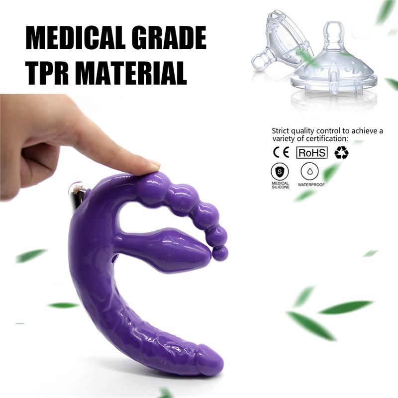 Strapless Strap-on Dildo Vibrator for Women Triple-heads Vibrating Clitoris G Spot Stimulator Sex Toys Adult Goods for Lesbian