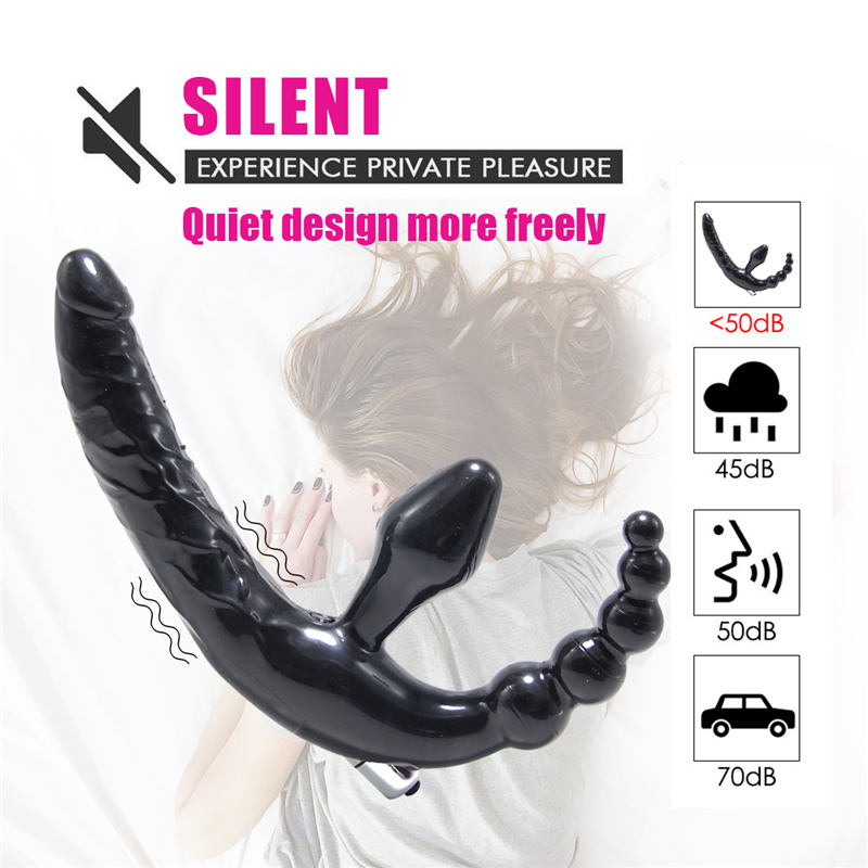Strapless Strap-on Dildo Vibrator for Women Triple-heads Vibrating Clitoris G Spot Stimulator Sex Toys Adult Goods for Lesbian