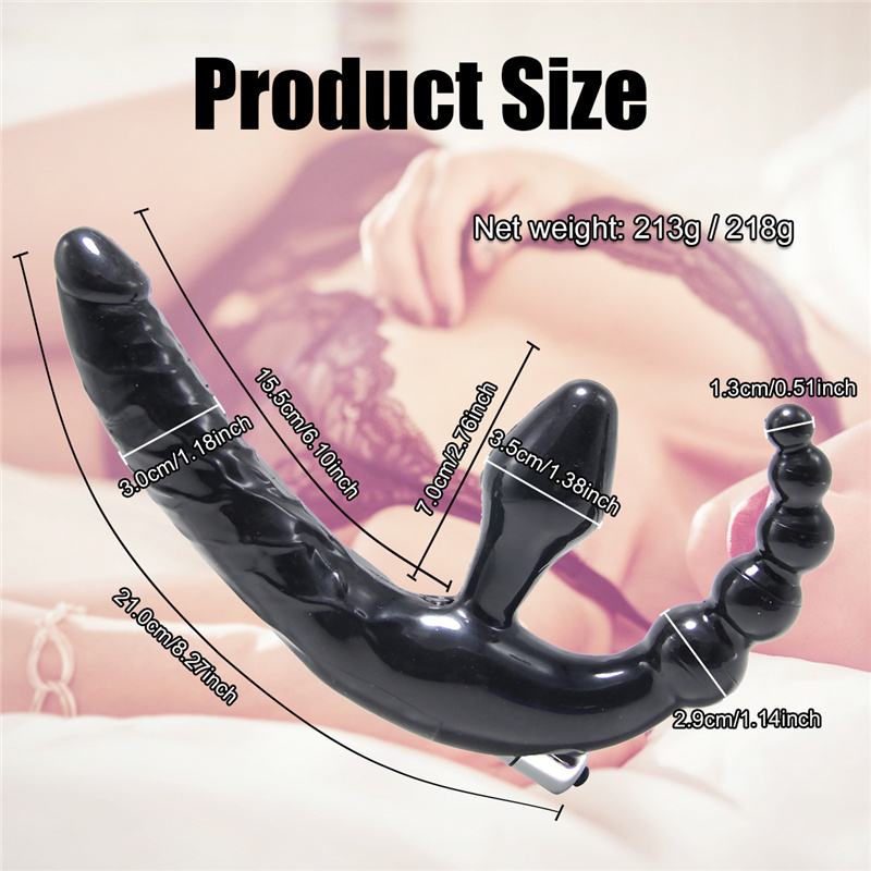 Strapless Strap-on Dildo Vibrator for Women Triple-heads Vibrating Clitoris G Spot Stimulator Sex Toys Adult Goods for Lesbian