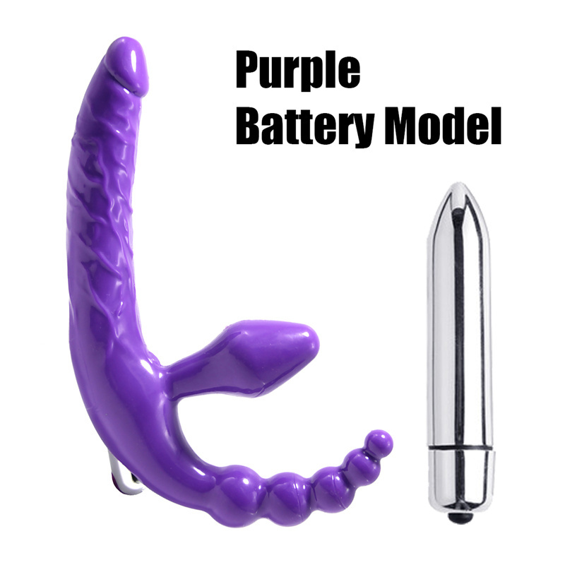 Strapless Strap-on Dildo Vibrator for Women Triple-heads Vibrating Clitoris G Spot Stimulator Sex Toys Adult Goods for Lesbian