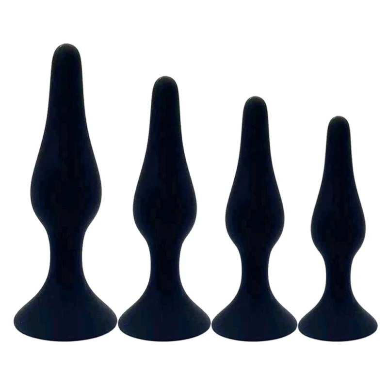 Hisionlee Sex Toys 4PCS Anal Plug Set Silicone Anal Butt Plug Adult Sex Toys for Women,Men and Beginners(Black)
