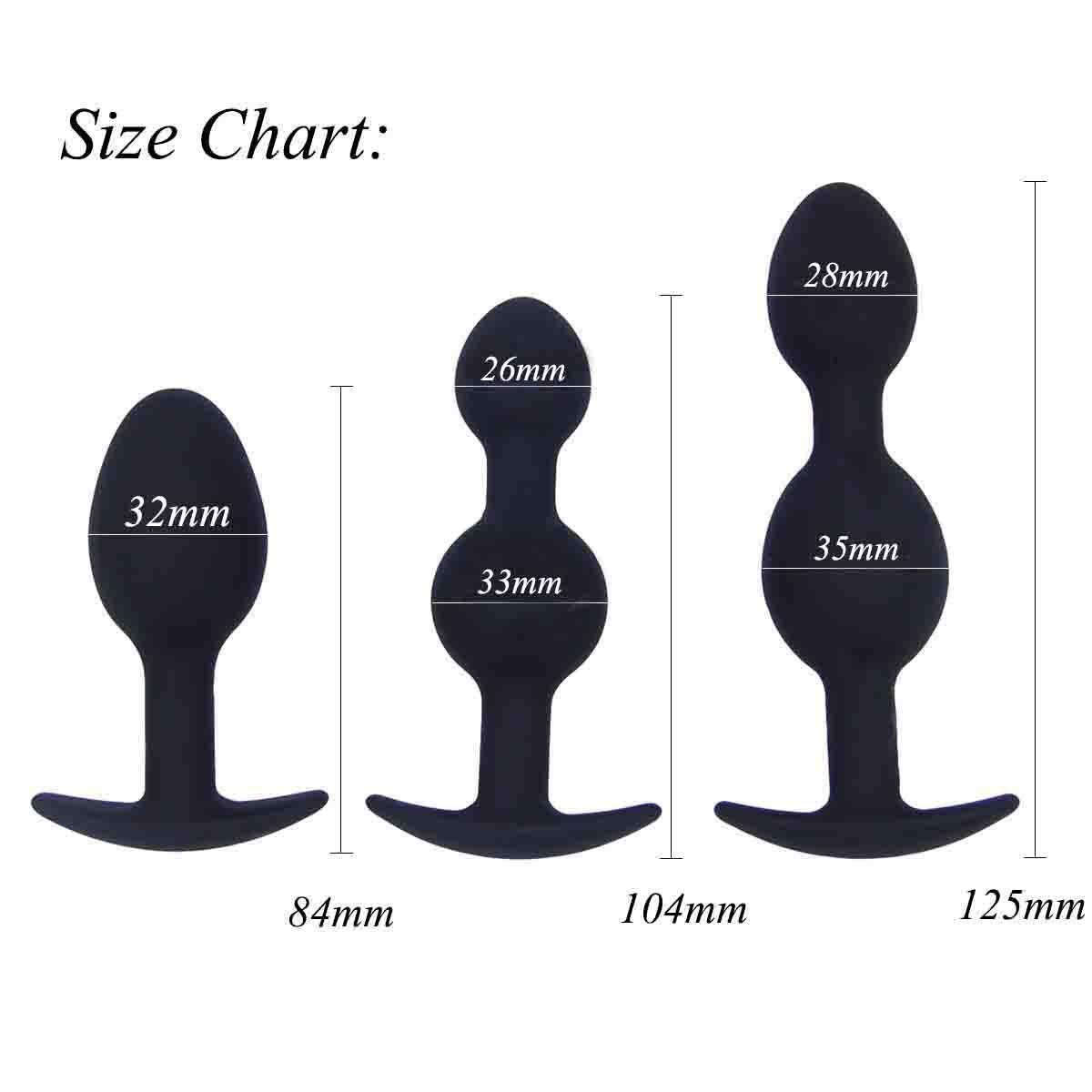 3pcs Silicone Vagina Anal Dilator Back Court Pull Bead Butt Plug with Metal Ball Sex Toys for Men and Women Gay Sex Toys Adult Toys