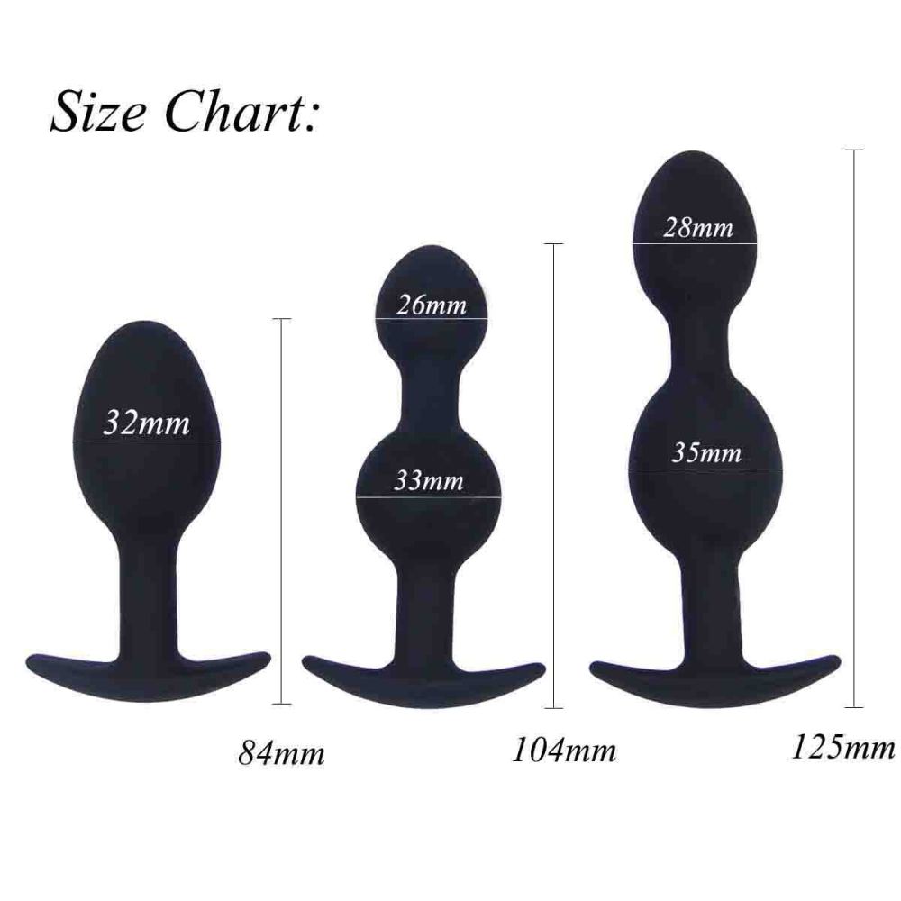 3pcs Silicone Vagina Anal Dilator Back Court Pull Bead Butt Plug with Metal Ball Sex Toys for Men and Women Gay Sex Toys Adult Toys