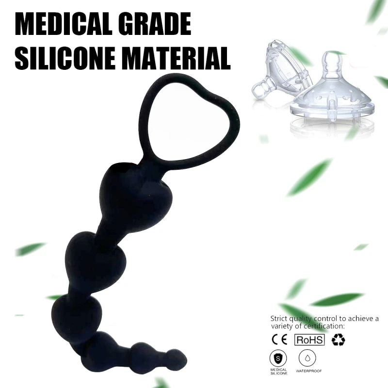 Heart beads Soft Anal Plug anus Toys Big Balls Silicone G-Spot Stimulating Butt Plugs Adult Sex Couple Sexy