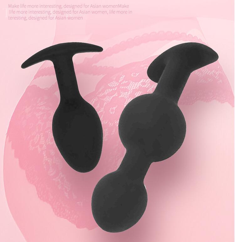 3pcs Silicone Vagina Anal Dilator Back Court Pull Bead Butt Plug with Metal Ball Sex Toys for Men and Women Gay Sex Toys Adult Toys