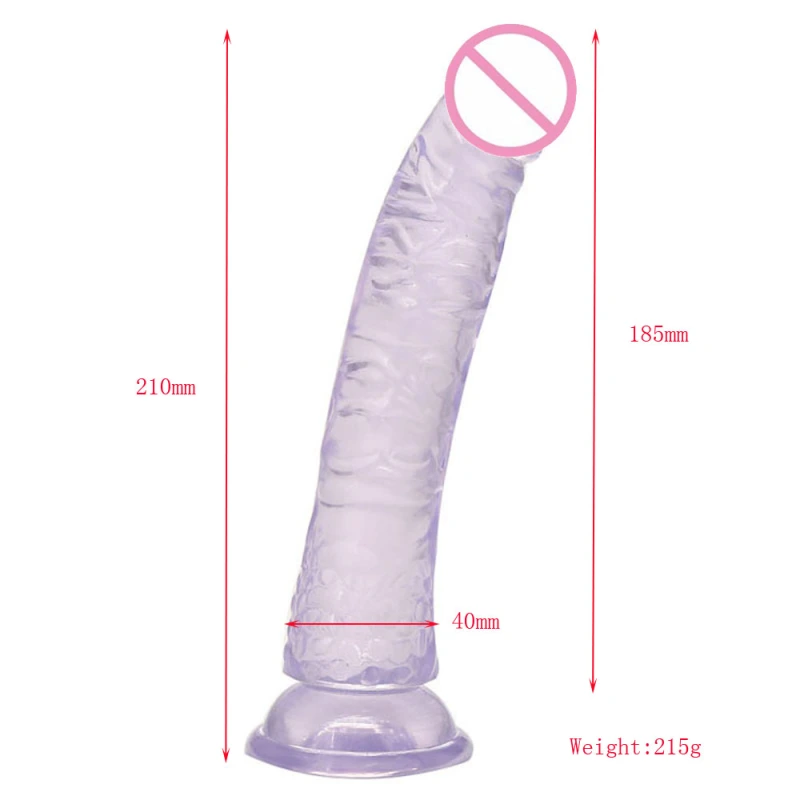 Transparent sexual crystal color sequins simulation penis dildo sex toys for women