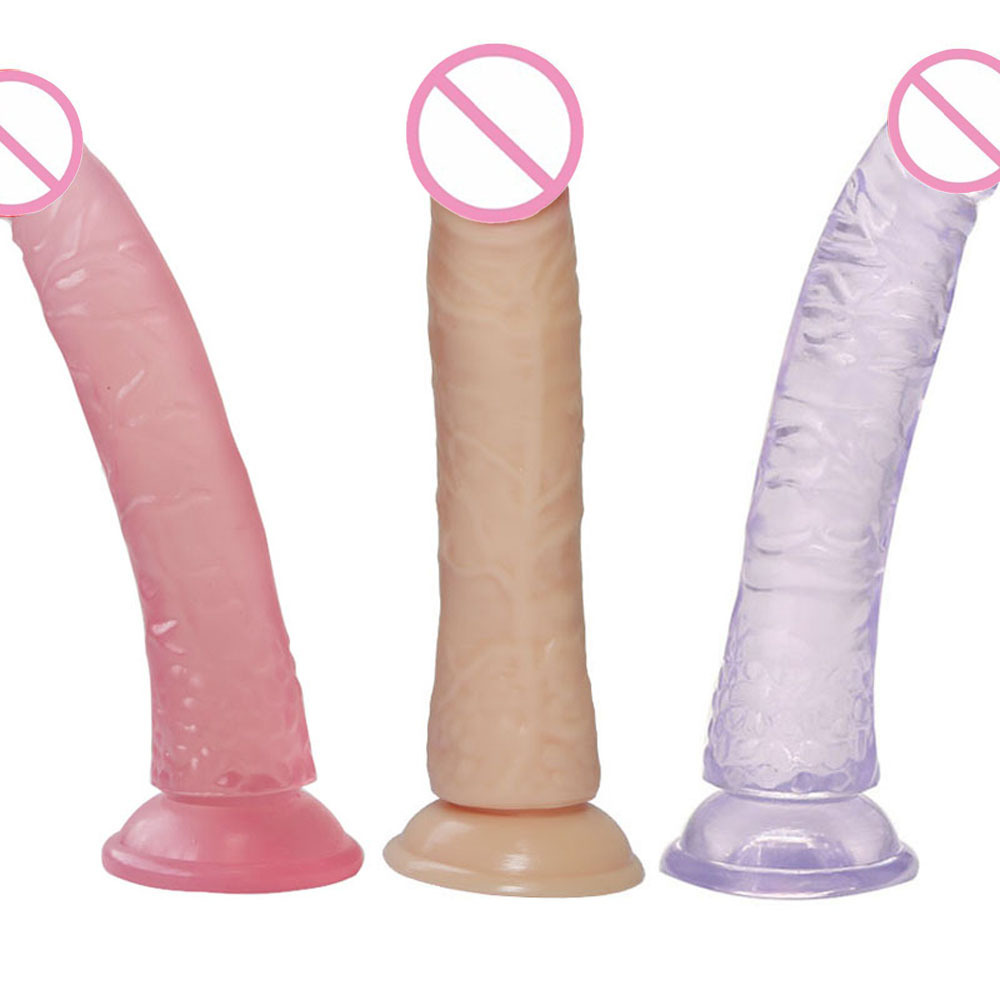 Transparent sexual crystal color sequins simulation penis dildo sex toys for women
