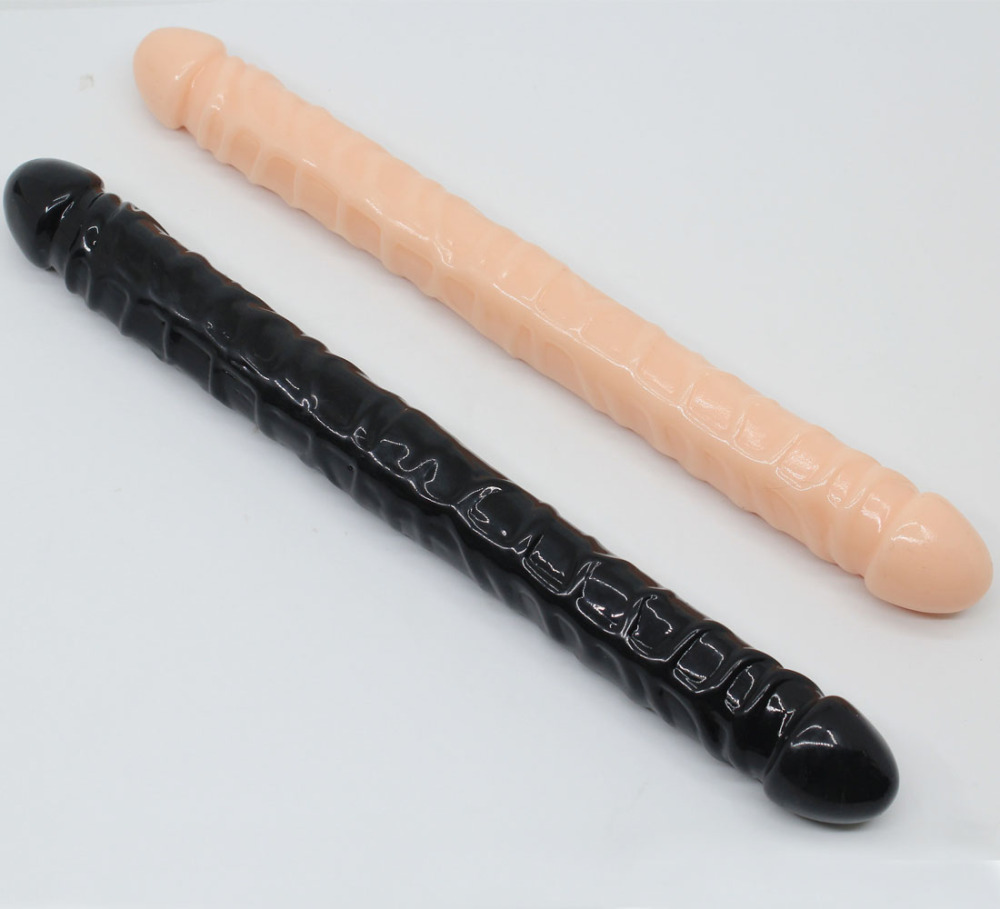 Realistic black double Dildo -13.3 inches in length and 1.4 inches in diameter - Large anal Dildo, suitable for women, men, and lesbians - Soft and flexible adult sex toy