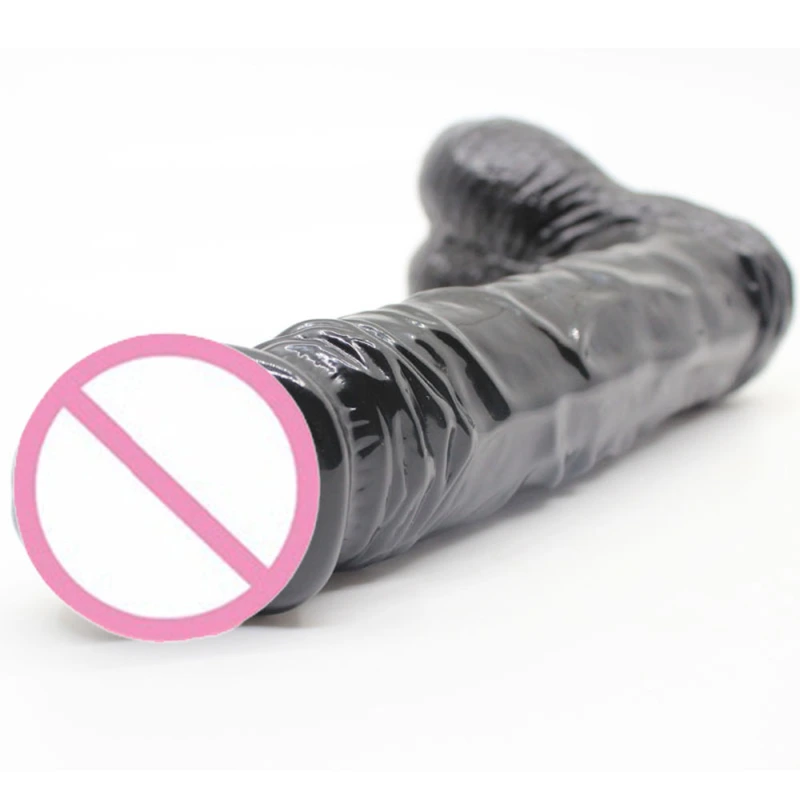 12" Realistic Thick Dildo, Powerful Suction Cup Dildo Huge Jelly Dildo Flexible Adult Sex Toy for Women, Black