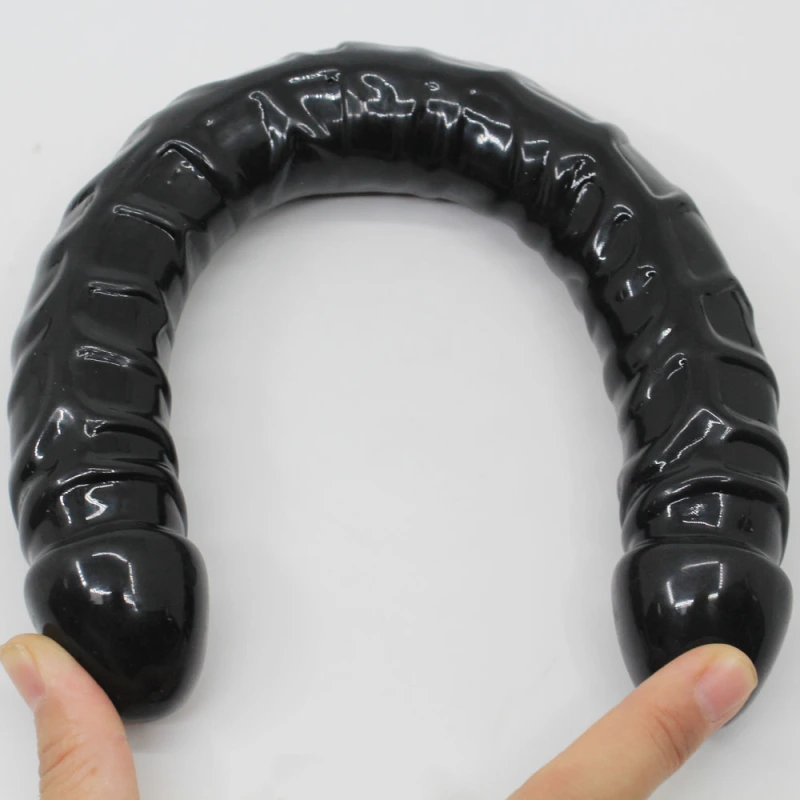 Realistic black double Dildo -13.3 inches in length and 1.4 inches in diameter - Large anal Dildo, suitable for women, men, and lesbians - Soft and flexible adult sex toy