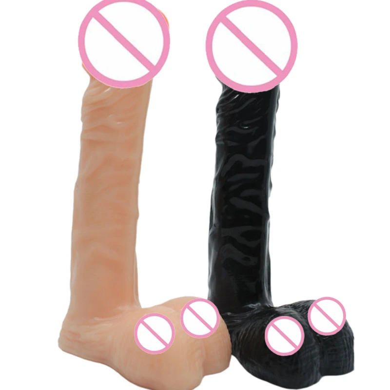 12" Realistic Thick Dildo, Powerful Suction Cup Dildo Huge Jelly Dildo Flexible Adult Sex Toy for Women, Black