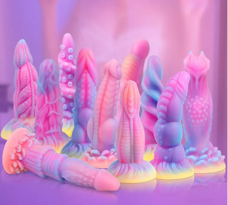 9" Monster Dildo Fantasy Knot Dildo, Huge Dragon Dildo Glow in The Dark, Horse Dildo Thick Animal Dildo for Anal play, Soft Silicone Dildo Butt Plug with Strong Suction Cup, Adult Toys for Women & Men