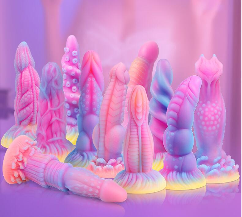 9" Monster Dildo Fantasy Knot Dildo, Huge Dragon Dildo Glow in The Dark, Horse Dildo Thick Animal Dildo for Anal play, Soft Silicone Dildo Butt Plug with Strong Suction Cup, Adult Toys for Women & Men