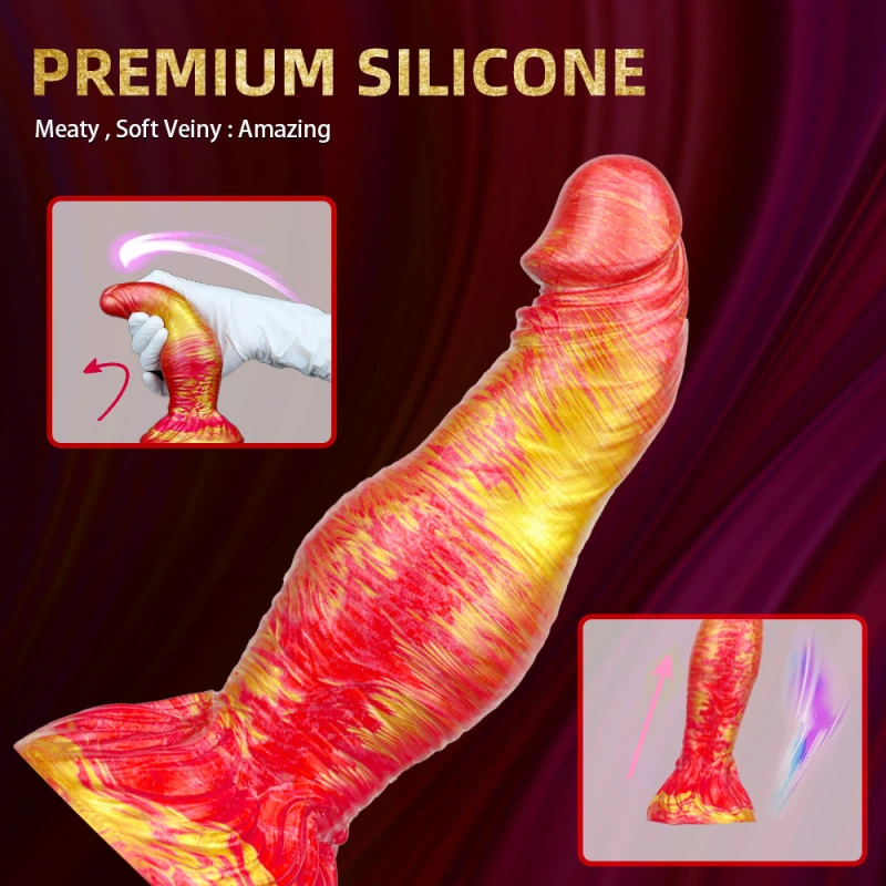 Black Monster Dildo, 10.8'' Huge Realistic Dragon Dildos with Strong Suction Cups Flexible Liquid Silicone Knotted Adult Sex Toy