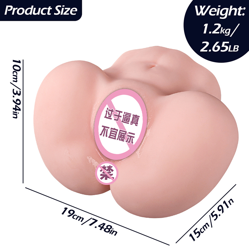 Best-selling Vicky 1.2kg Sexy Woman Pussy Male Masturbator Big Fat Ass Vibration Toy Double Channels Tight Vagina Adult Toy