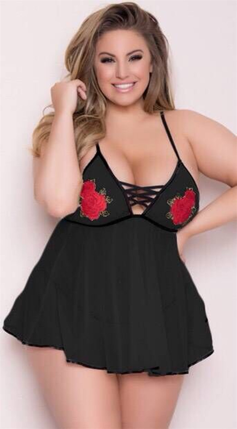 Black Lace Us Size Negligee Chemise for Women See Through Eyelash Lingerie Sexy Sheer Floral Nightgown Robe Negligee