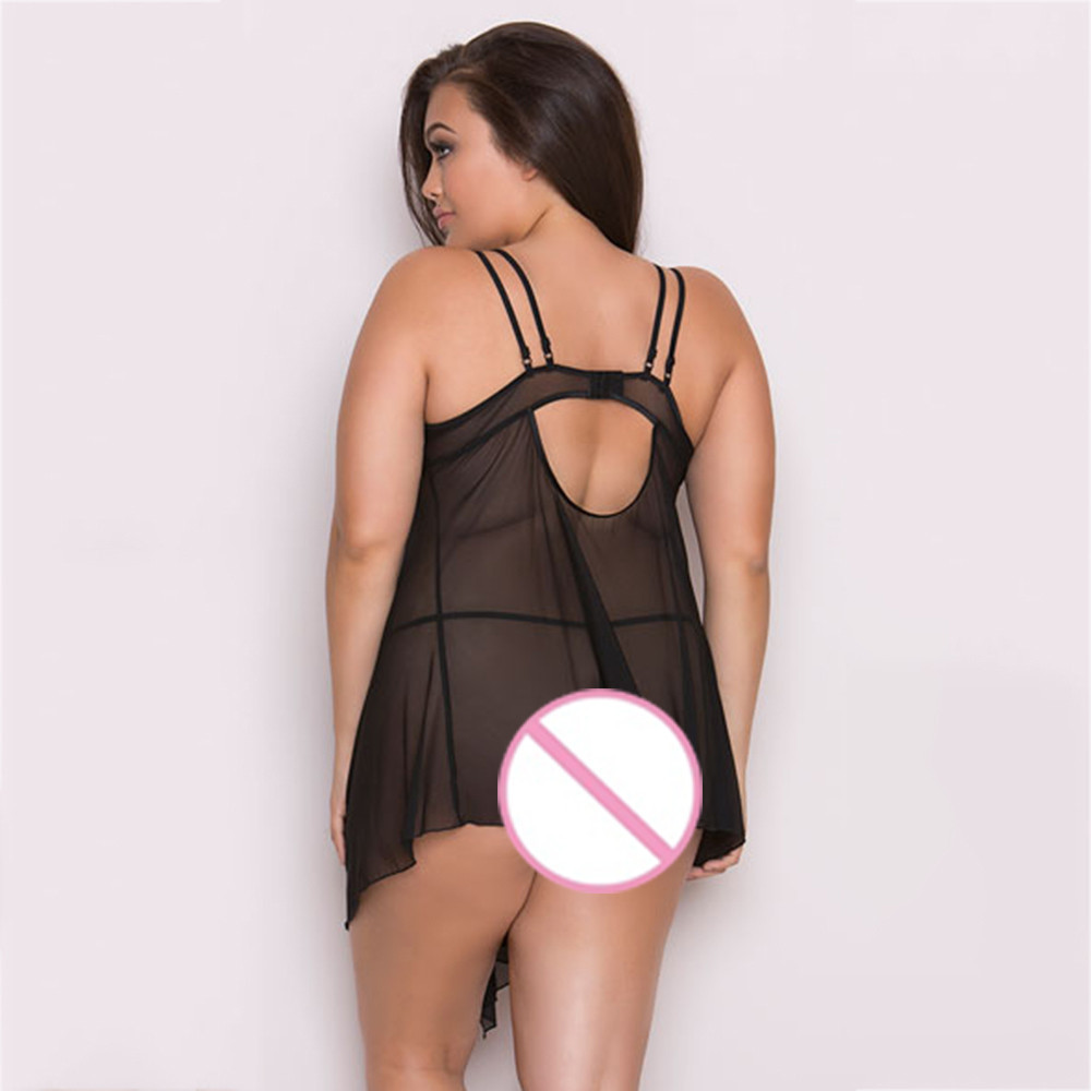 Black Lace Us Size Negligee Chemise for Women See Through Eyelash Lingerie Sexy Sheer Floral Nightgown Robe Negligee