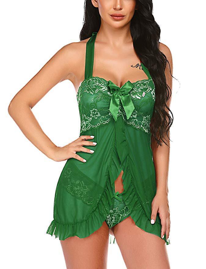 Women cosplay Maid uniform temptation cross transparent mesh Jumpsuit skirt Sexy lingerie underwear clothes