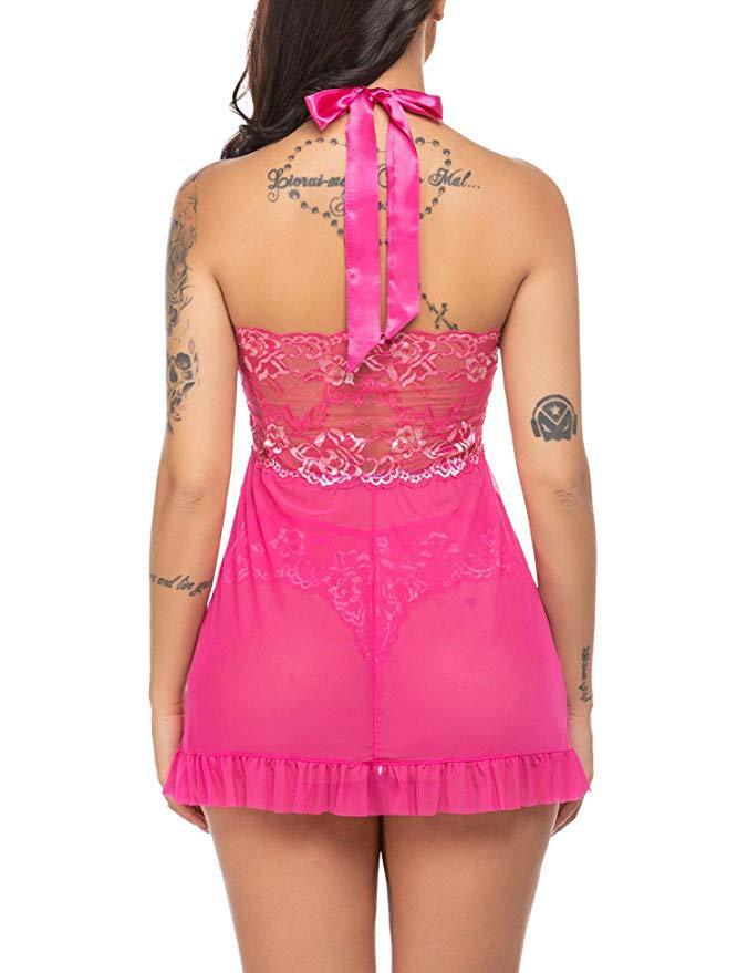 Women cosplay Maid uniform temptation cross transparent mesh Jumpsuit skirt Sexy lingerie underwear clothes