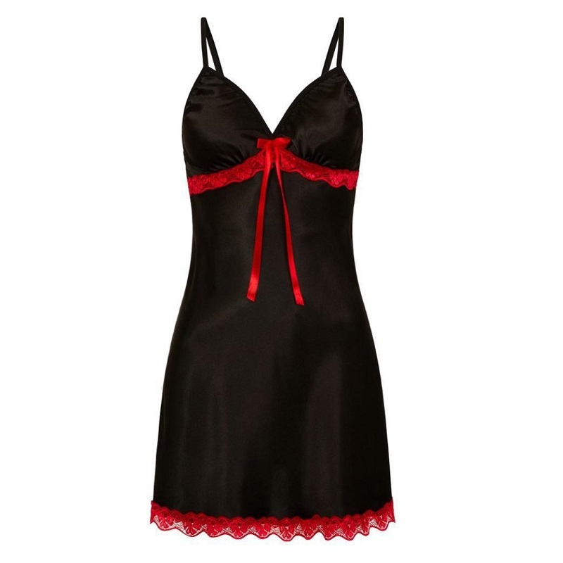 Black Lace Us Size Negligee Chemise for Women See Through Eyelash Lingerie Sexy Sheer Floral Nightgown Robe Negligee
