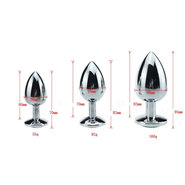 Akstore 3 Pcs Luxury Jewelry Design Fetish Stainless Steel Anal Butt Plug Fantasy Sex Restraints Bondage SM Large+Medium+Small Anal Stimulation toy for Unisex Masturbation with Penis Condom