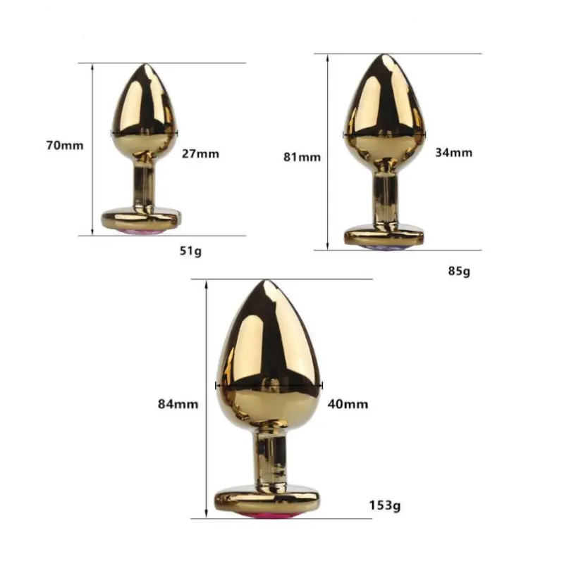 Unisex Butt Toys Plug Anal Silver Insert Stainless Steel Metal Plated Jeweled Sexy Stopper Anal toys For Women  3pcs/set