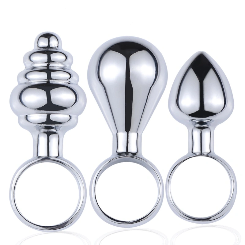WAKEWAY Vagina Open G Spot Massager Pussy Plug Anus Dilator Anal Plug Pull Ring Anal Toys for Woman Butt Plug Butplug Metal