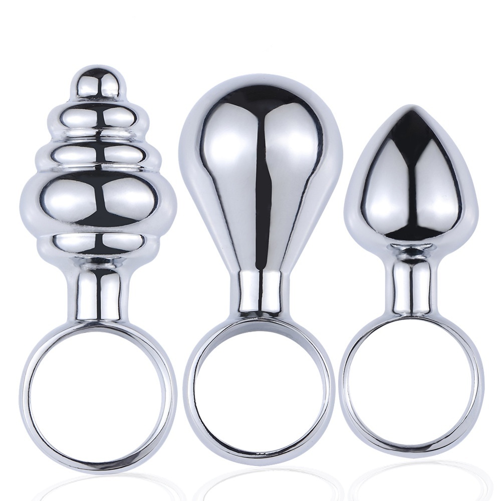 WAKEWAY Vagina Open G Spot Massager Pussy Plug Anus Dilator Anal Plug Pull Ring Anal Toys for Woman Butt Plug Butplug Metal