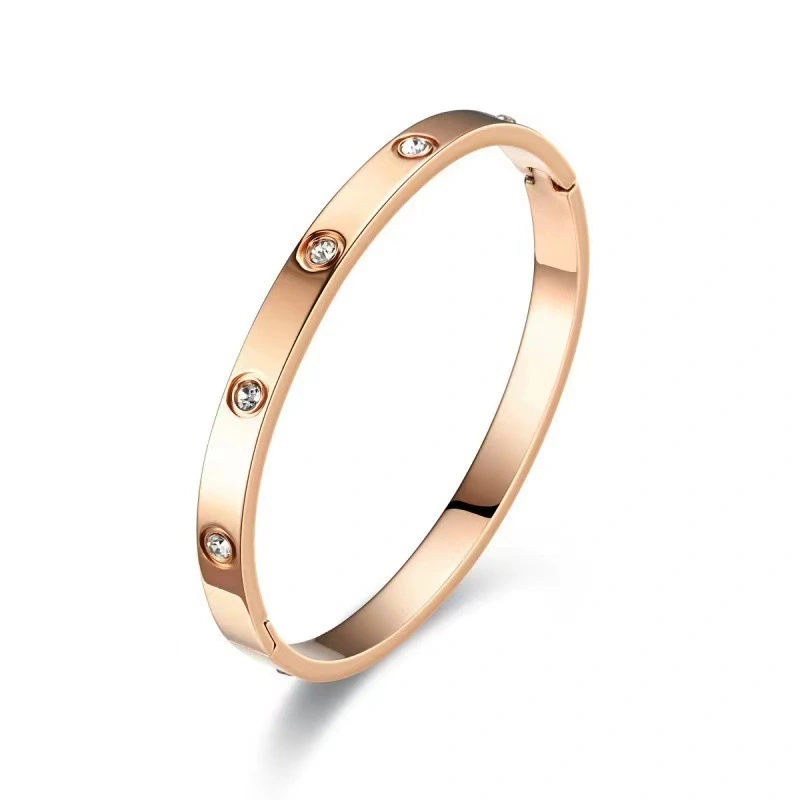 Christmas Gift MVCOLEDY Jewelry Gold /White Gold Plated Bangle Bracelet Heart Stone Stainless Steel with Crystal Bangle Bracelets for Women Jewelry Size 6.7 Inches